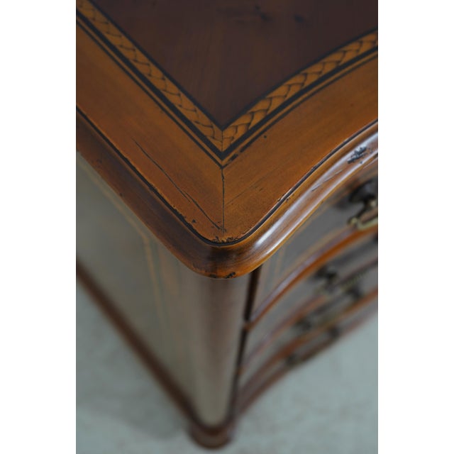 Pair of Alfonso Marina Mahogany Bow Front Inlaid Nightstands For Sale - Image 14 of 18