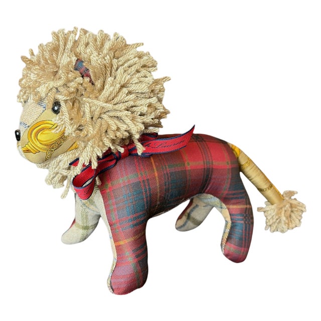 Ralph Lauren Tartan & Paisley Vintage Silk Scarf Courageous Lion For Sale
