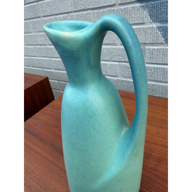 Van Briggle Pottery Matte Turquoise Ewer Pitcher, Colorado Springs For Sale - Image 9 of 9