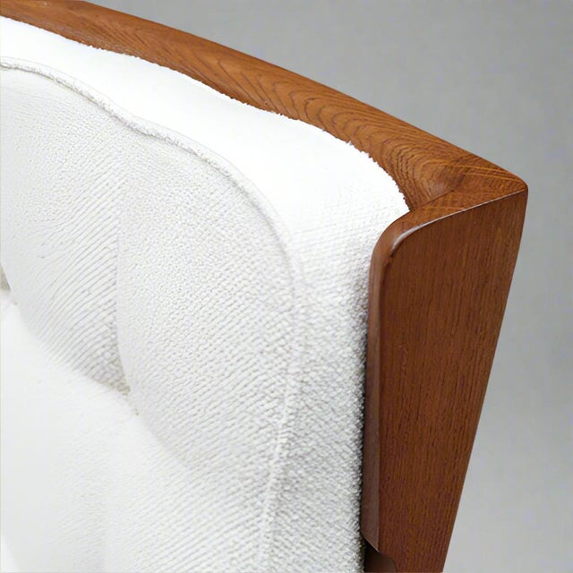 White 1960s Modernist Oak Sofa Designed by Guillerme et Chambron For Sale - Image 8 of 10