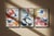 2026, Mid Century Modern Style, Contemporary Painting of Primary Tones and Curves, Triptych, Acrylic Paint on Watercolor Paper For Sale - Image 10 of 11