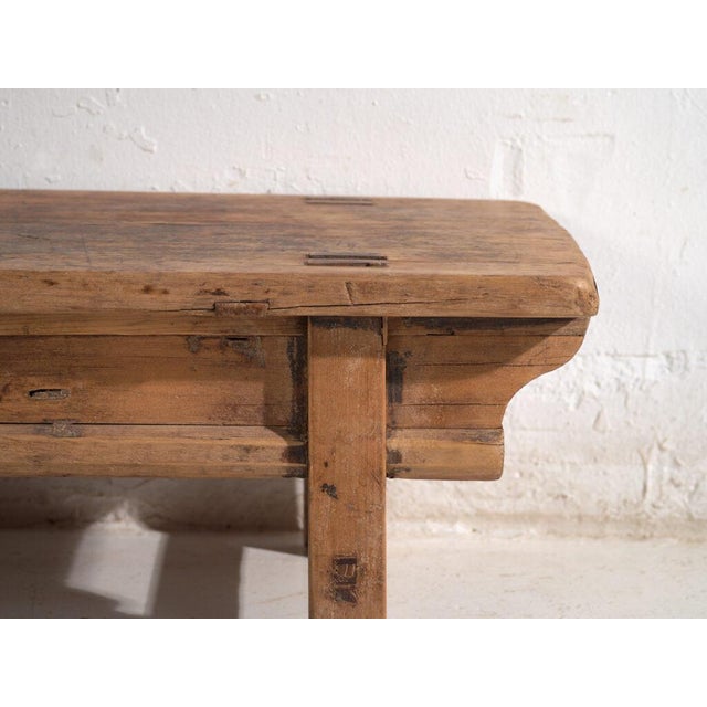 Low Antique Chinese Qing Dynasty Kang Table in Elm For Sale - Image 6 of 9