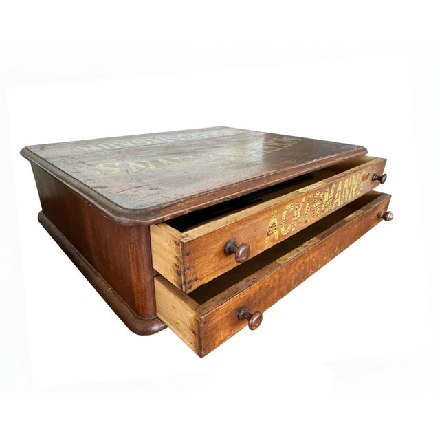 Victorian Two Drawer Box Spool Cabinet Ackermanns Schlusselgarn For Sale - Image 3 of 7