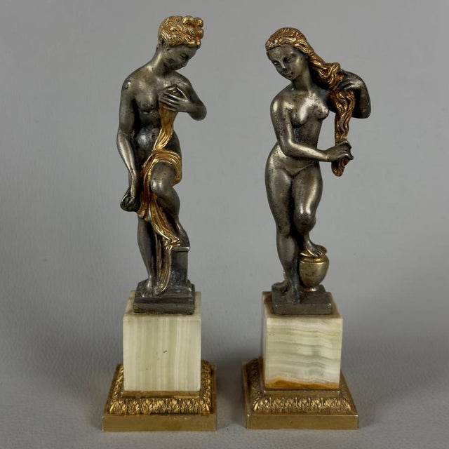 Venus Sculptures in Silver-Plated Brass with Onyx Marble Bases, 1960s, Set of 2 For Sale - Image 11 of 11