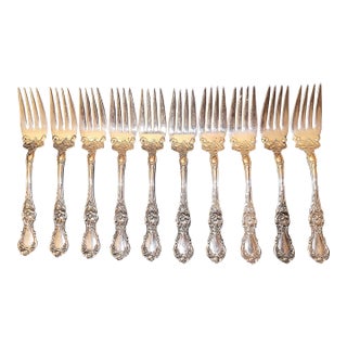 1900s Wallace Silverplated Dessert Forks, Set of 10 For Sale