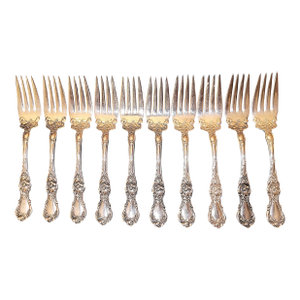 1900s Wallace Silverplated Dessert Forks, Set of 10