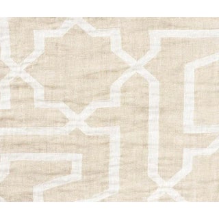 Sample - Schumacher X Mary Mcdonald Arabesque Maze Sheer Fabric in Natural For Sale