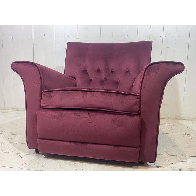 Vintage Lounge Chair in Purple Velvet, 1952 For Sale - Image 9 of 13