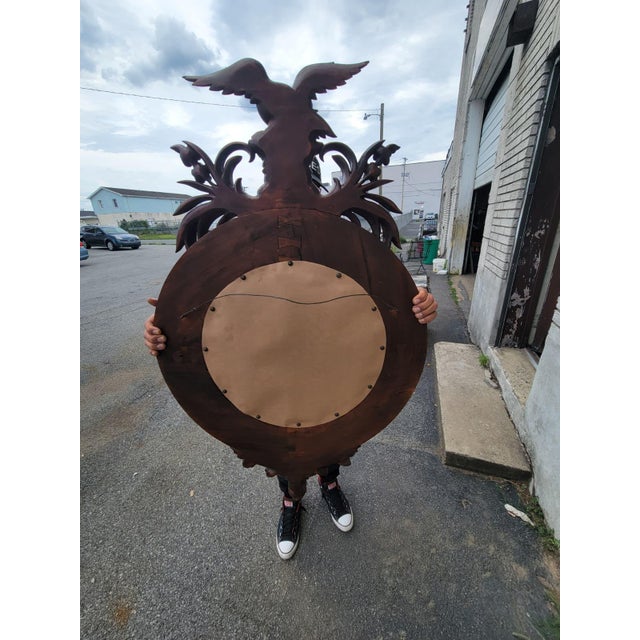 1940s American Federal Eagle Hand Carved Mahogany Wall Mirror Large For Sale In Philadelphia - Image 6 of 15