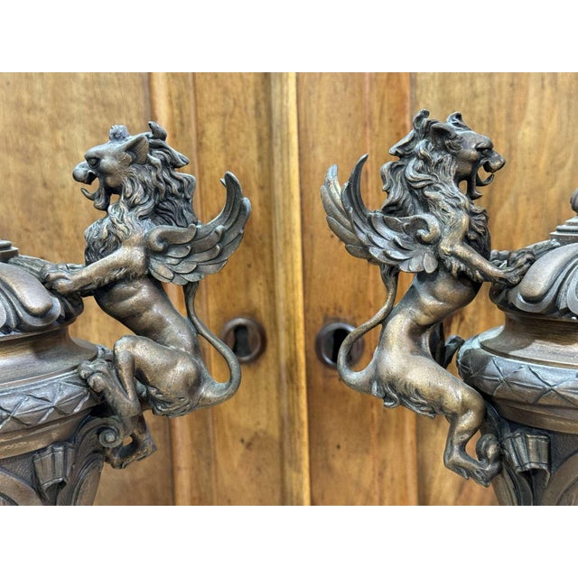 Napoleon III Covered Vases in Spelter with Marble Bases, Set of 2 For Sale - Image 12 of 13