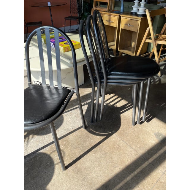 Robert Mallet-Stevens 1980s Stackable Metal Chairs by Robert Mallet-Stevens - Set of 4 For Sale - Image 4 of 7