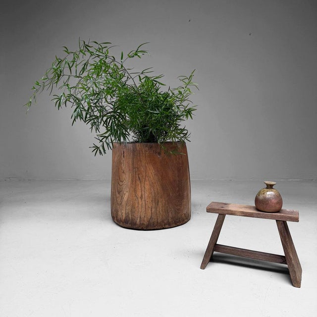An impressive Japanese mochi-tsuki usu, a heavy wooden rice mortar traditionally used for pounding mochi. Dimensions:...