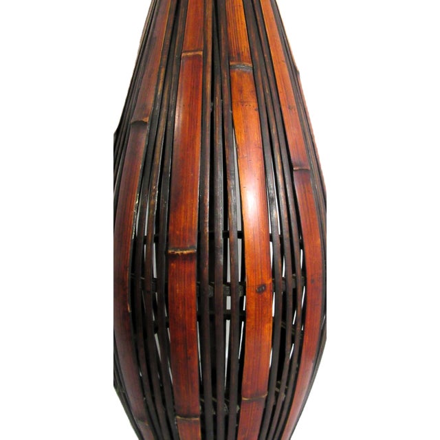 Rustic Vintage Split Woven Bamboo Floor Vase For Sale - Image 3 of 10