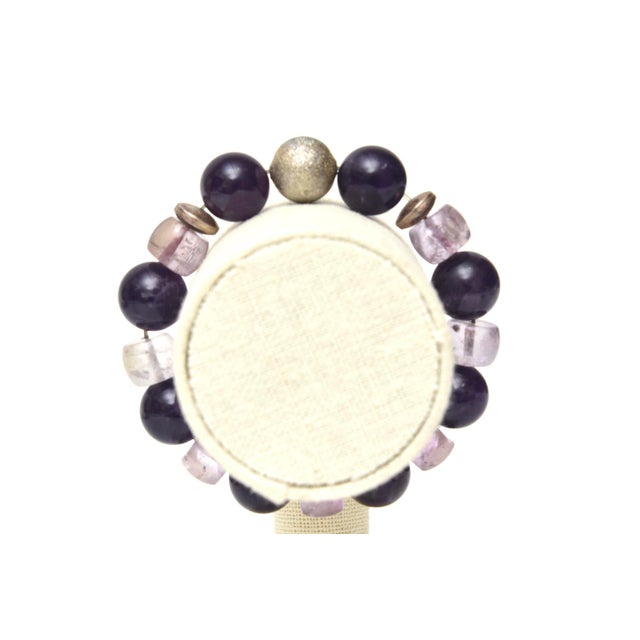 Bracelet With Silver and Purple Stones With Stretch Elastic Jeweler Made For Sale In Miami - Image 6 of 8