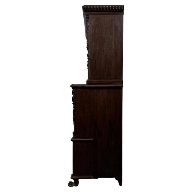 19th Century Antique Victorian Carved Oak Cupboard For Sale - Image 10 of 11