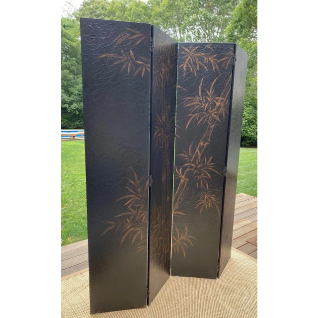 Chinoiserie Style Screen, Room Divider in Black With Bamboo Pattern by Baker For Sale - Image 12 of 18