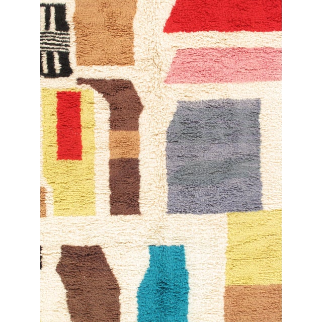 Textile Vintage Moroccan Rug by Berber Tribes of Morocco, Cream Color, Red, Blue, Gray For Sale - Image 7 of 11