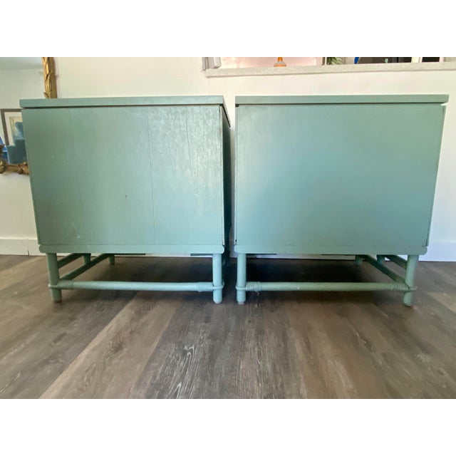 Vintage Ficks Reed Style Kaplan & Fox Faux Bamboo Nightstands or Side Tables - A Pair For Sale In Naples, FL - Image 6 of 8