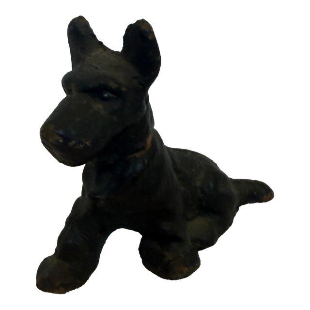 1920s Cast Iron Terrier Hubley With Faded Red Collar For Sale