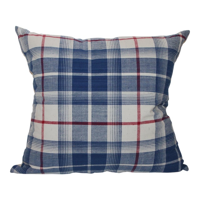 Striped Blue White And Red Plaid Pillow Chairish