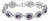 Sterling Silver 5x7 MM Oval Purple Amethyst & Diamond Halo Link Bracelet For Sale