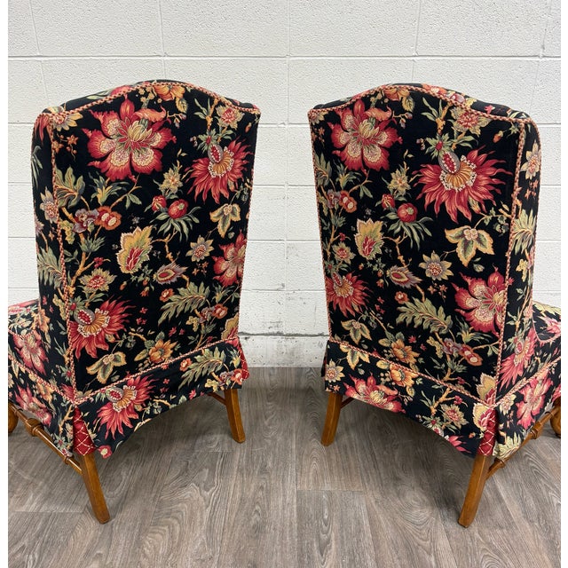 Vintage Queen Anne Style Wingback Lounge Chairs - Pair For Sale - Image 17 of 17