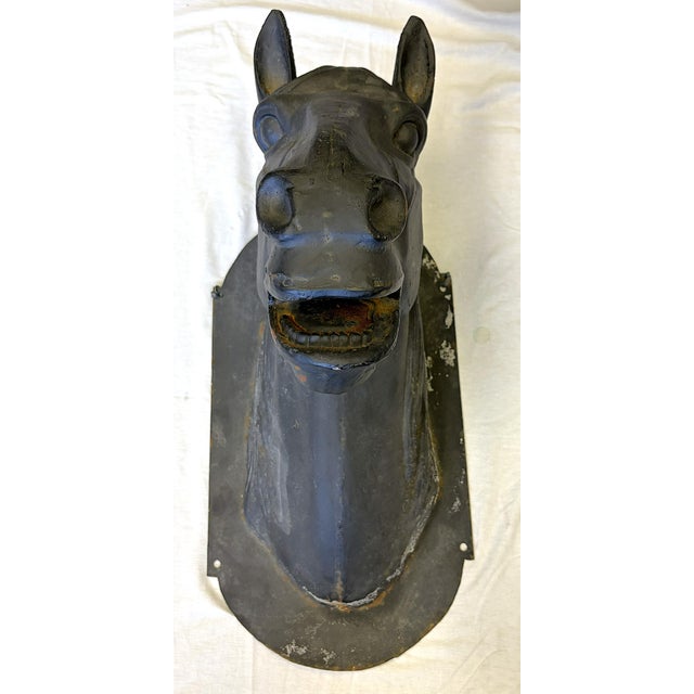 Farmhouse Antique French Life Size Heavy Cast Iron Horse Head Wall Mount Plaque Indoor/ Outdoor For Sale - Image 3 of 18