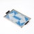 Art Deco Reverse Eglomise Blue & White Geometric Motif in Nickel & Bakelite Tray For Sale - Image 10 of 12