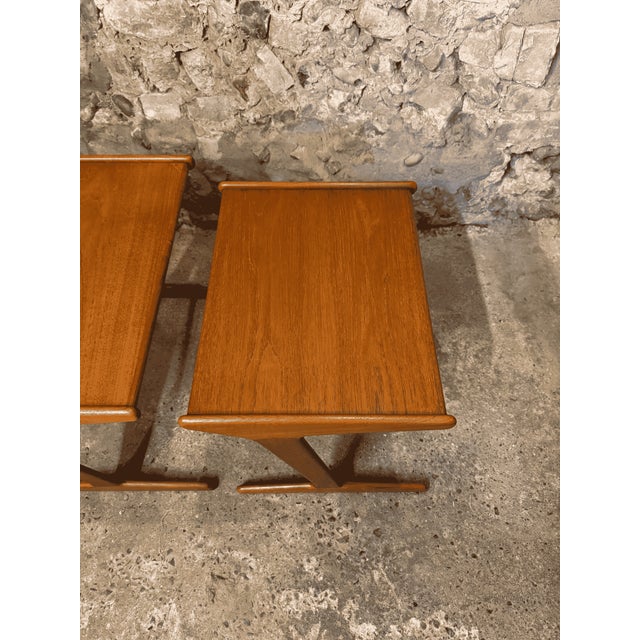 Vintage Danish Teak Nesting Tables by Mogens Kold, 1960, Set of 3 For Sale - Image 10 of 14