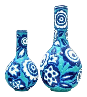 Italian Bold Blue & White Vases - a Pair