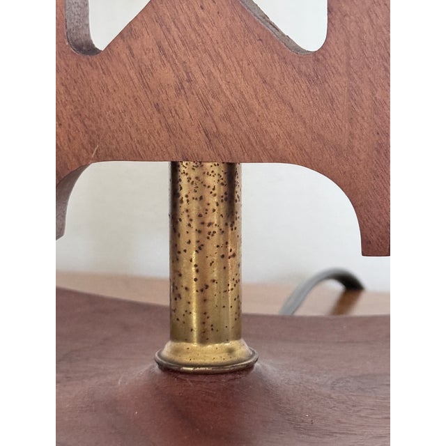 Mid-Century Modern Sculptural Cutout Walnut Table Lamps - Pair For Sale In Richmond - Image 6 of 12