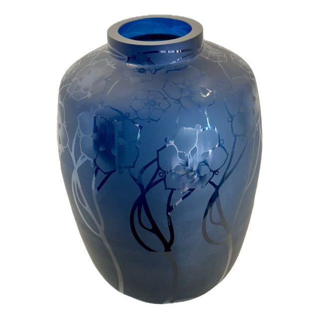 Italian Blue Glass Vase by Richard Rooze For Sale