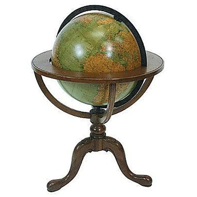 Terrestrial Political Tall Library/Floor Globe on Walnut Stand by J. Paul Goode for Rand McNally, C. 1925-30 For Sale