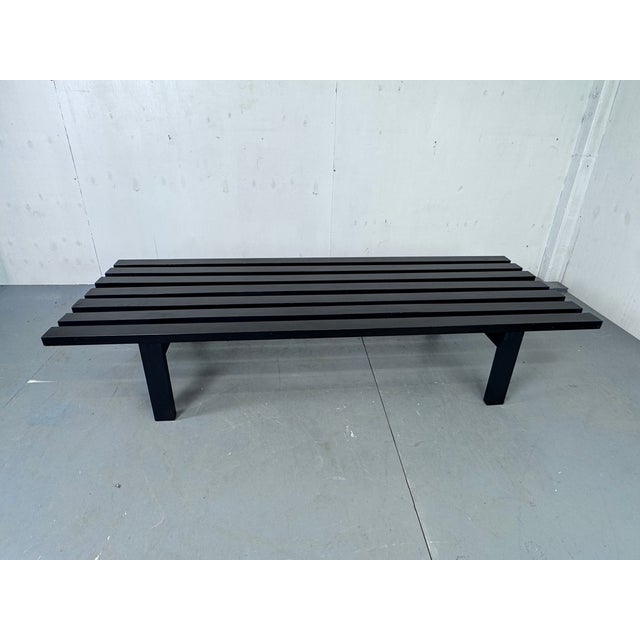 Mid-Century Modern Japandi Black Slat Bench Coffee Table by Martin Visser for T Spectrum, 1960s For Sale - Image 13 of 13
