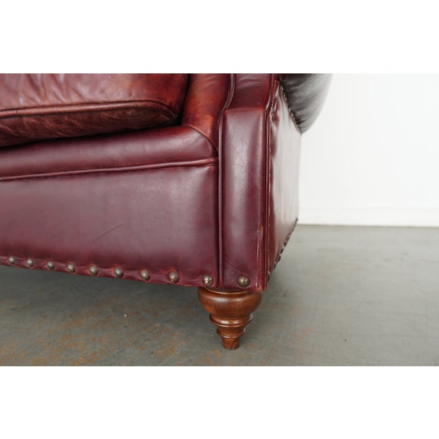 Restoration Hardware Churchill Leather Sofa For Sale - Image 10 of 14