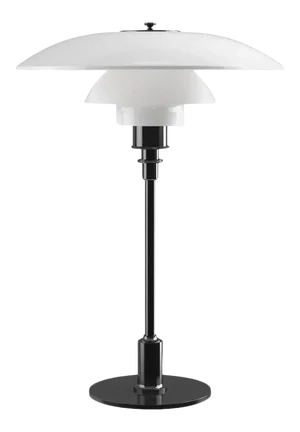 Poul Henningsen Opaline Glass and Black Metal Ph 3½-2½ Table Lamp for Louis Poulsen