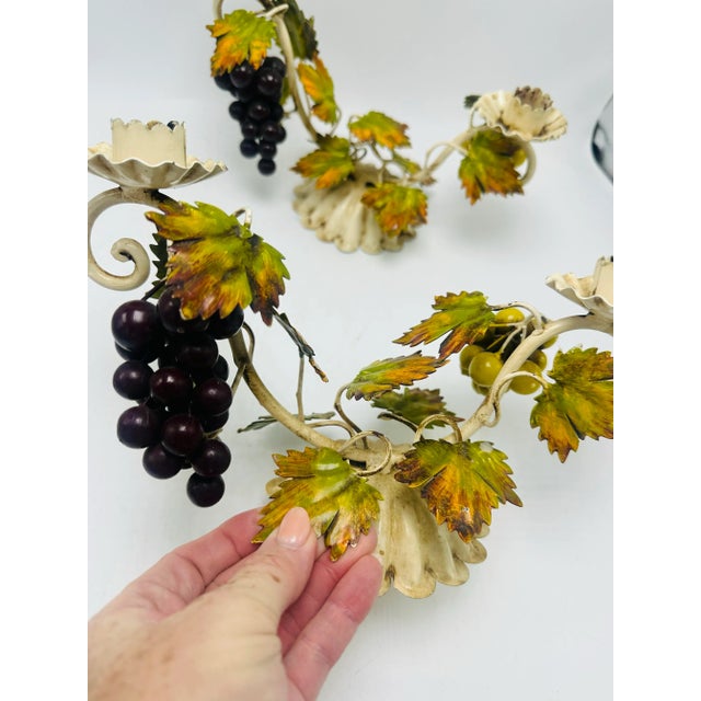 Hollywood Regency Vintage Tole Candle Holders, a Pair For Sale - Image 3 of 7