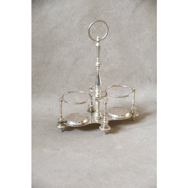 Antique Christofle Silverplate Oil & Vinegar Cruet Stand For Sale - Image 4 of 4