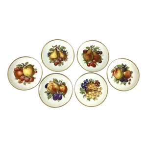 Early 20th Century Mitterteich Bavaria-Hand Painted Porcelain Fruit Plates- Set of 6