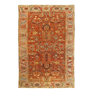 Pasargad DC Rust Antique Heriz Serapi Rug For Sale