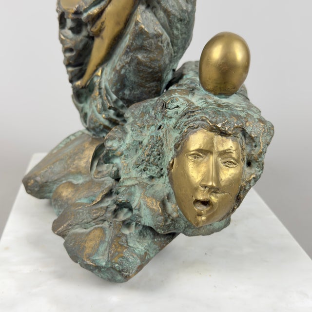 Mario Apuzzo, Abstract Face, Bronze on Marble Base, 1979 For Sale - Image 9 of 16