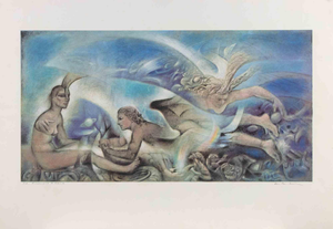 Nino La Barbera, Mythological Scene, Lithograph, 1970s