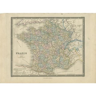 Antique Map of France in Departments by Wyld, 1845 For Sale