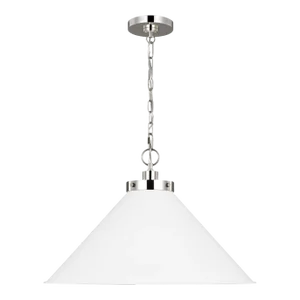 Chapman & Myers by Visual Comfort Studio Wellfleet Medium Wide Pendant, Matte White & Polished Nickel