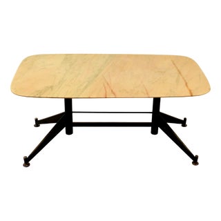 Italian Geometric Table in Carrara Marble and Steel For Sale