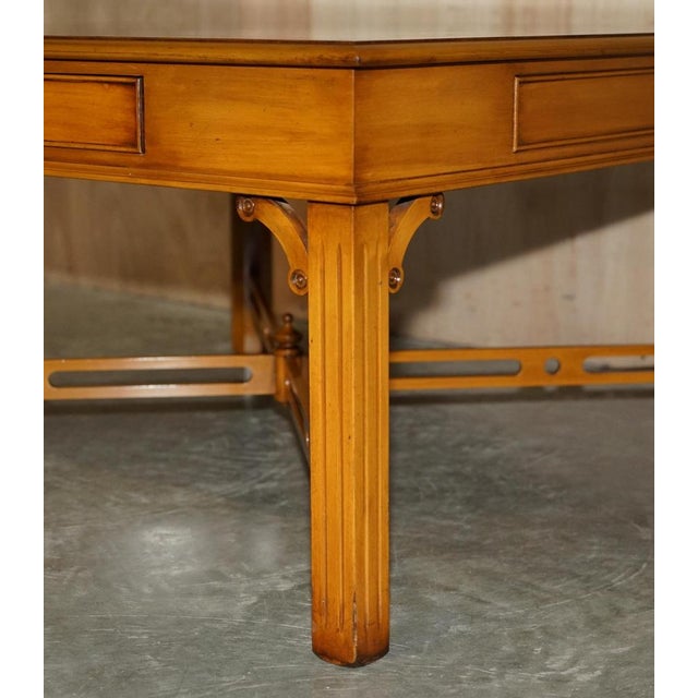 Burr Yew Wood Two Drawer Coffee Table in the style of Thomas Chippendale For Sale - Image 11 of 18