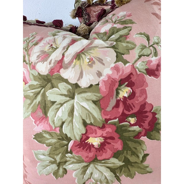 Early 20th Century American Broad Cloth Tasseled Floral Pillows/a Pair For Sale - Image 4 of 11