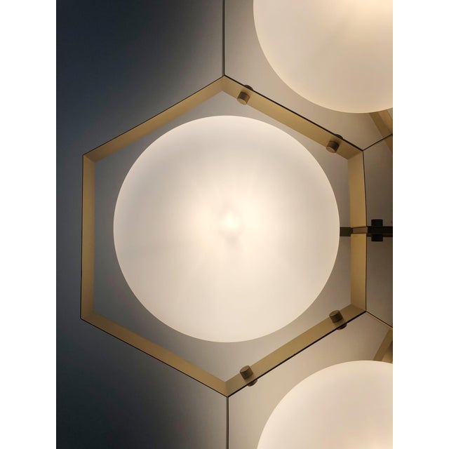 21st Century Hive Satin Brass Matte White Murano Flush Mount by Fabio LTD For Sale - Image 9 of 9