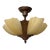 1930s Puritan 5-Light Flush Mount Copper-Plate Art Deco Chandelier, Slip Shades For Sale