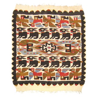 1930s Vintage Peruvian Flat-Weave Rug-5’3"x8’8" For Sale